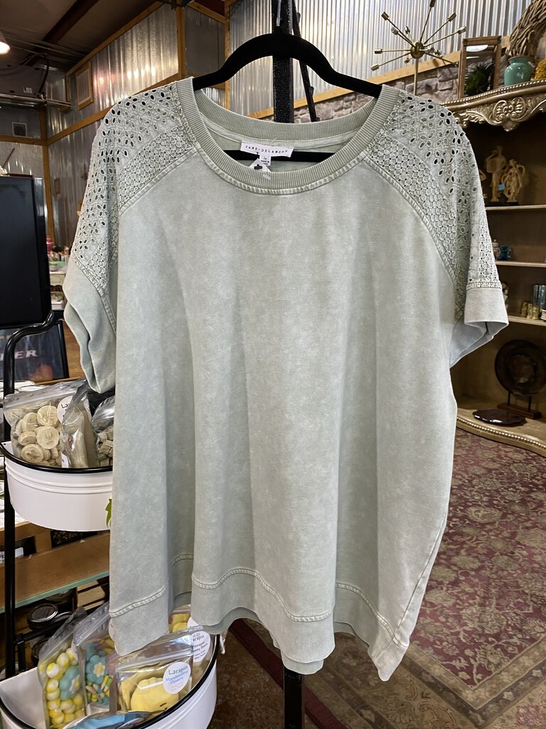 Jane + Delancey Green Eyelet Sleeve Top NEW!! Size 1X