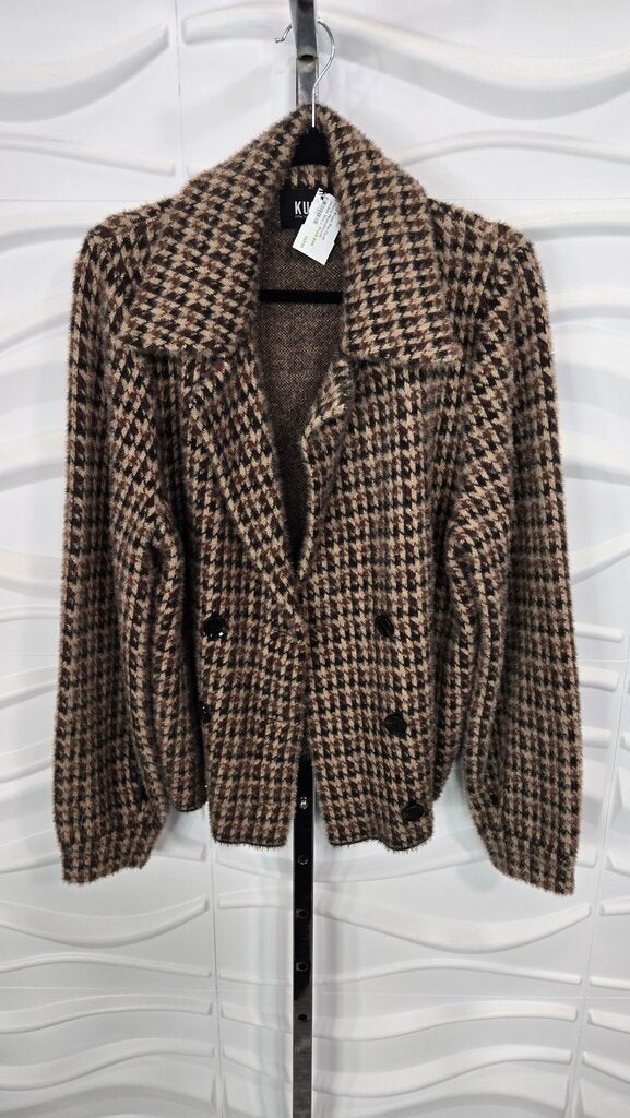 Kut From The Cloth Fuzzy Houndstooth Jacket Size L Retail $109