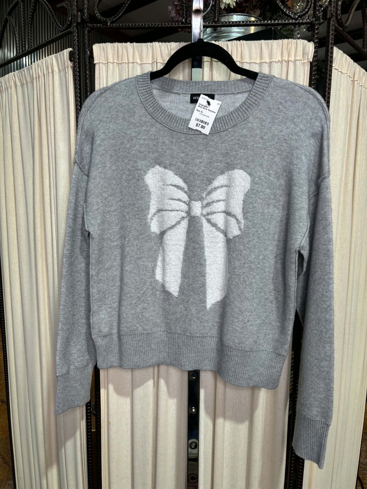 Grey Bow Sweater