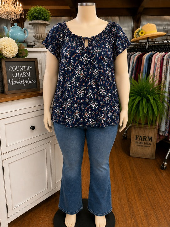 Navy & Floral St. Johns Bay Blouse