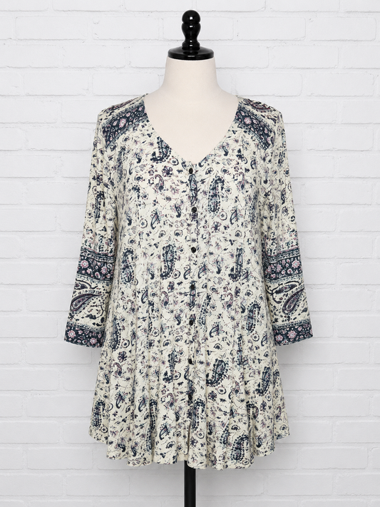 Lucky Brand Paisley Print Top Size 1X