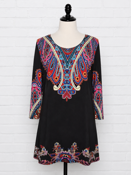 Just Funky Black Print Top Size XL
