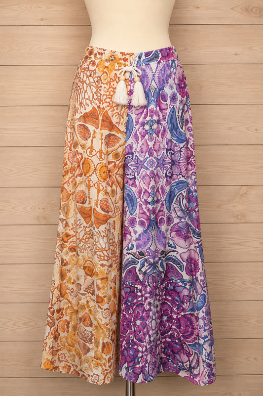 Anthropologie Orange Purple Sea Print Pants NEW!! Size S