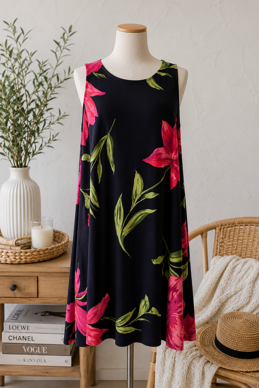 Anne Klein Navy Fuchsia Floral Dress Size 2 NEW!! Retail $99