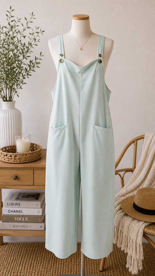Mint Solid Overalls w/Pockets Size S