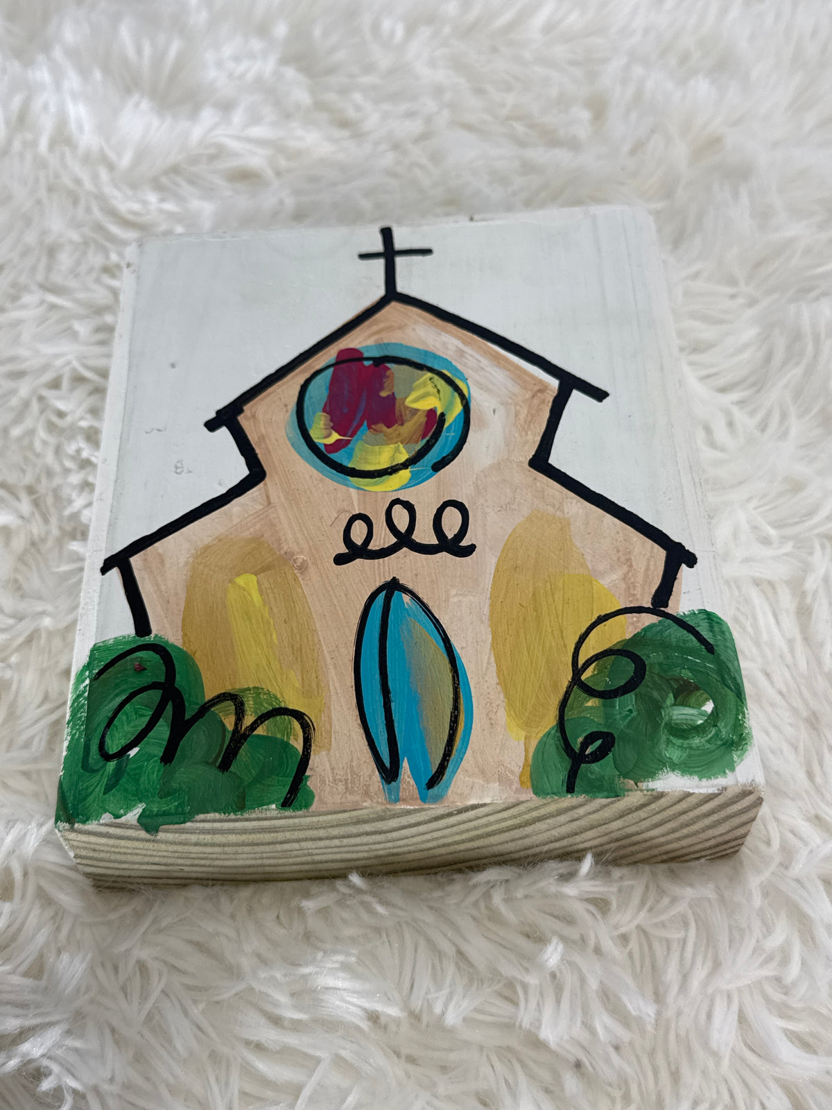 Wooden Painted Church Decor