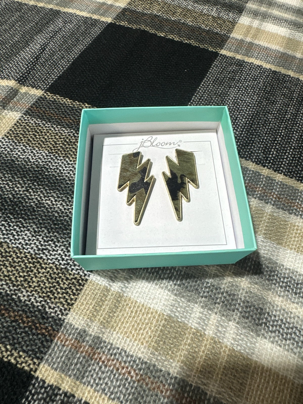 J.Bloom Camouflage Lightning Bolt Earrings