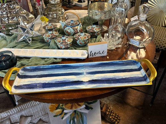 Blue Gold Decorative Long Tray