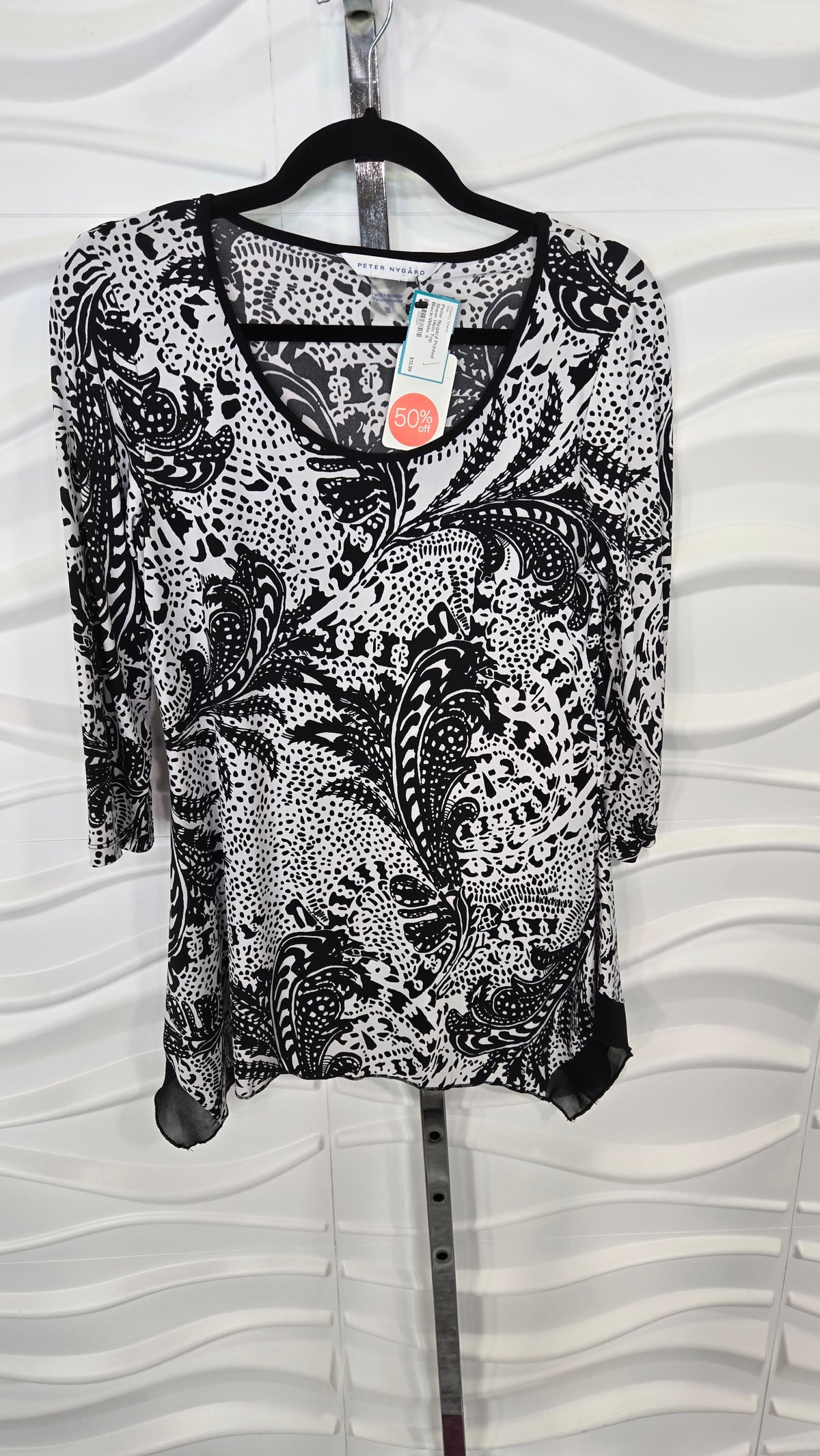 Printed Sheer Hem Top