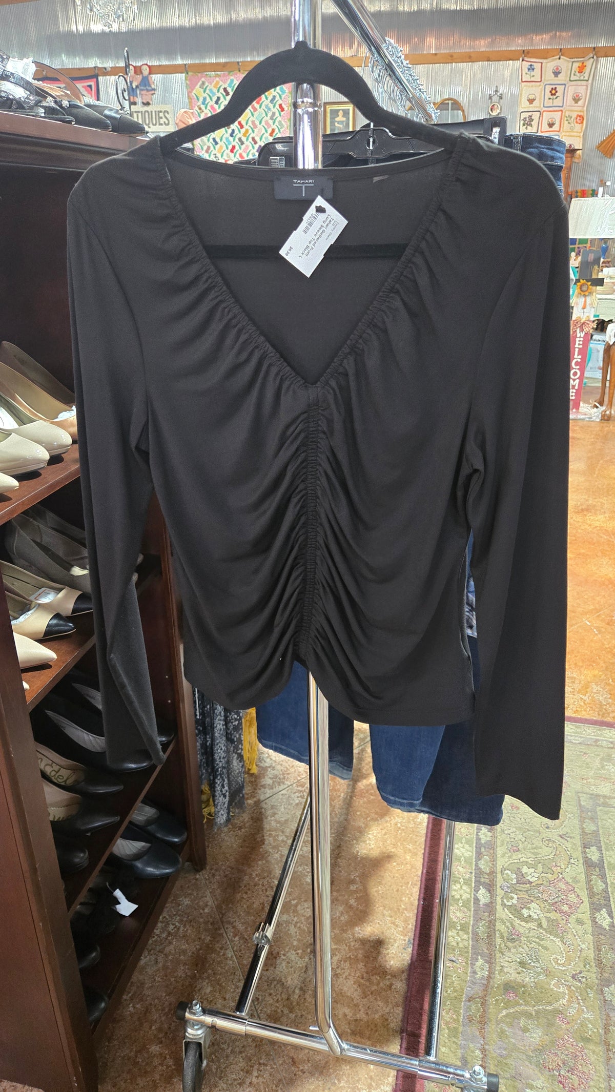 Gathered Front Long Sleeve Top