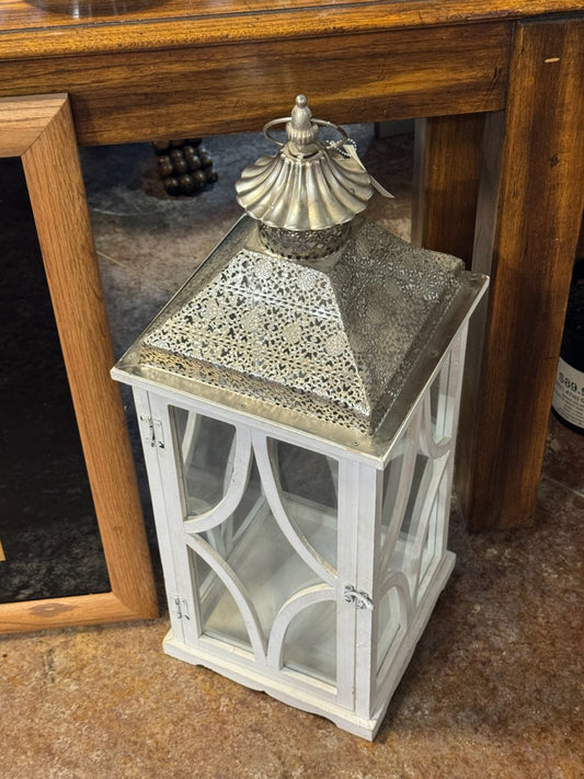 Large White Silver Decorative Lantern