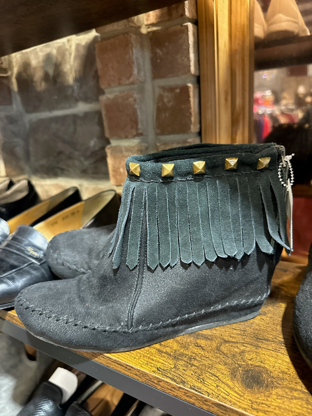 Mossimo Black Fringe Ankle Boots Size 8.5