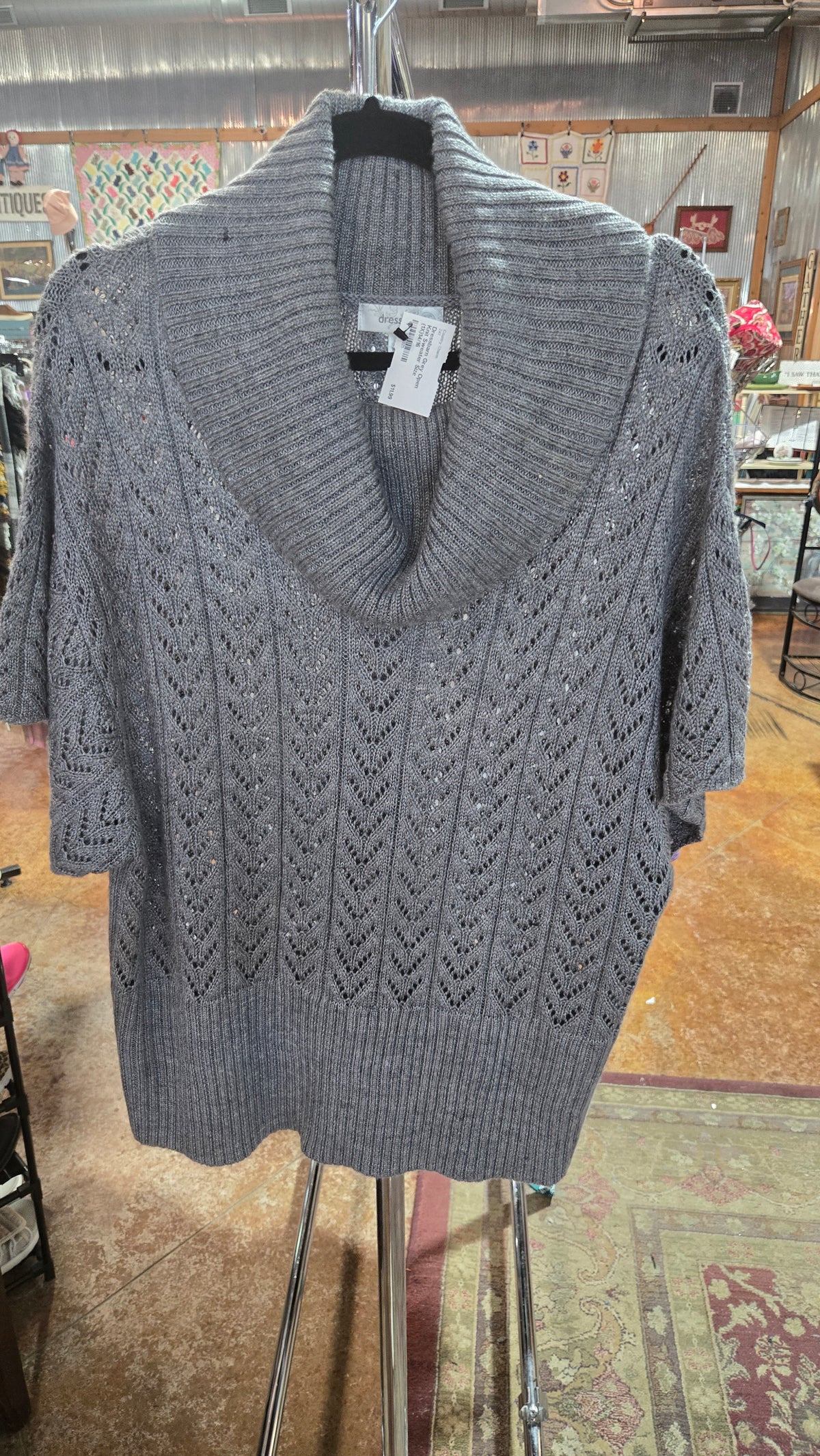 Dressbarn Grey Open Knit Sweater Size (1X)14/16