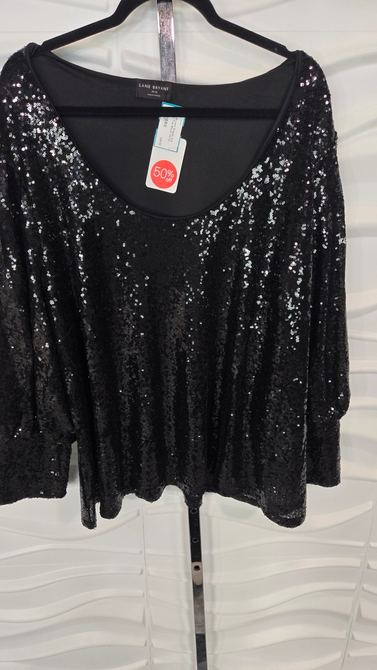 Sequin 3/4 Sleeve Top