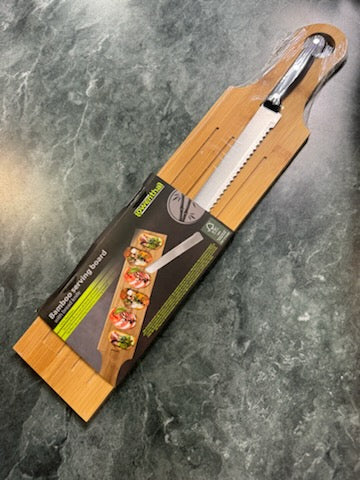 Bamboo Serving Board with Bread Knife