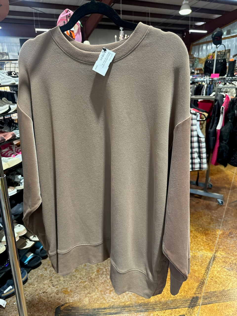 Athleta Mocha Velour Sleeve Top Size 1X