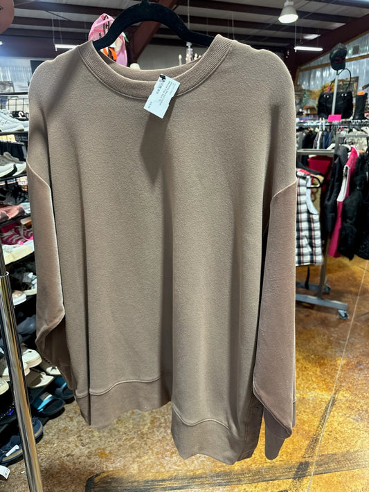 Athleta Mocha Velour Sleeve Top Size 1X
