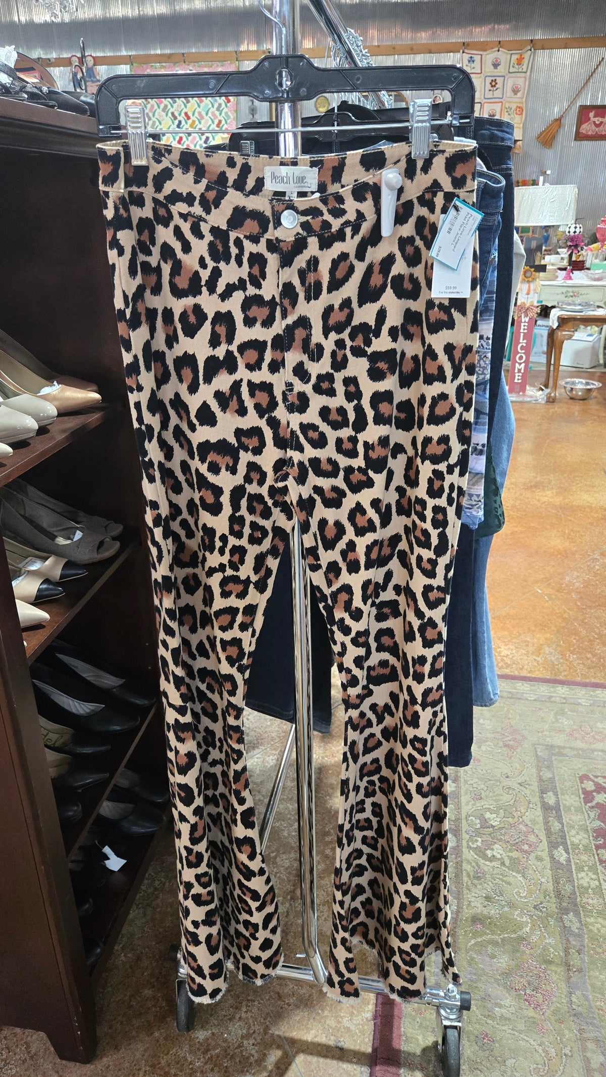 Leopard Print Flare Jeans