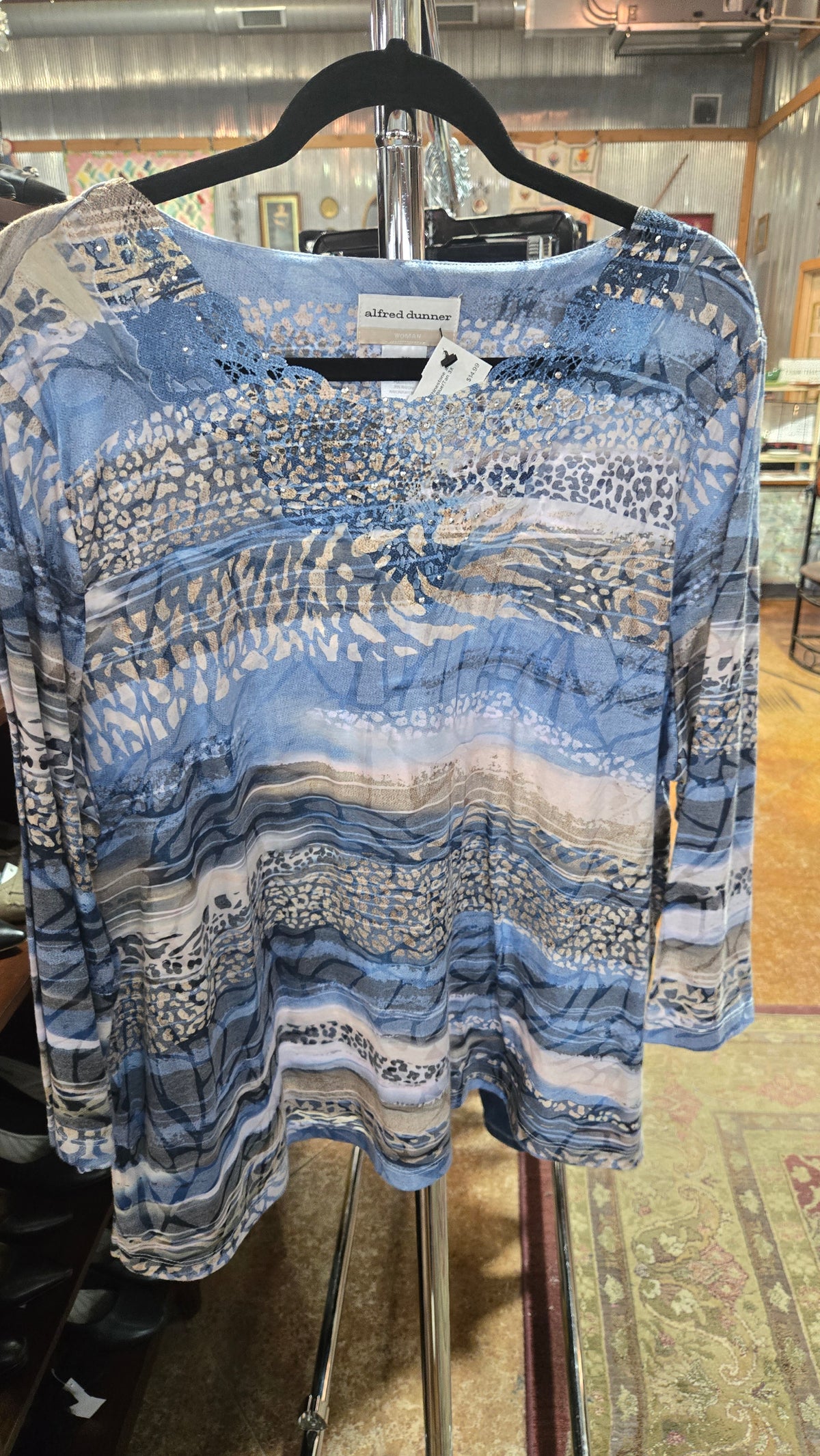 Rhinestone and Lace Detail Top